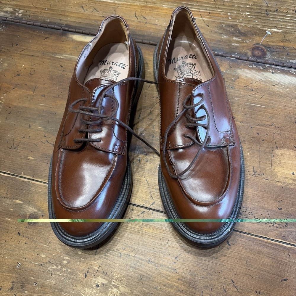 Muratti Florentino Luxury Leather Men's Brown Oxfords Size 43 US 9.5-10 - Picture 2 of 5